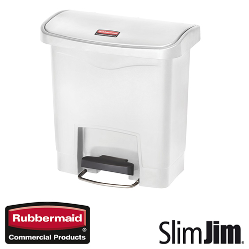Afvalbak Slim Jim Front Step On container Rubbermaid 15 liter wit